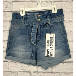 NWT Almost Famous Paper Bag Waist Jean Shorts Size 7.